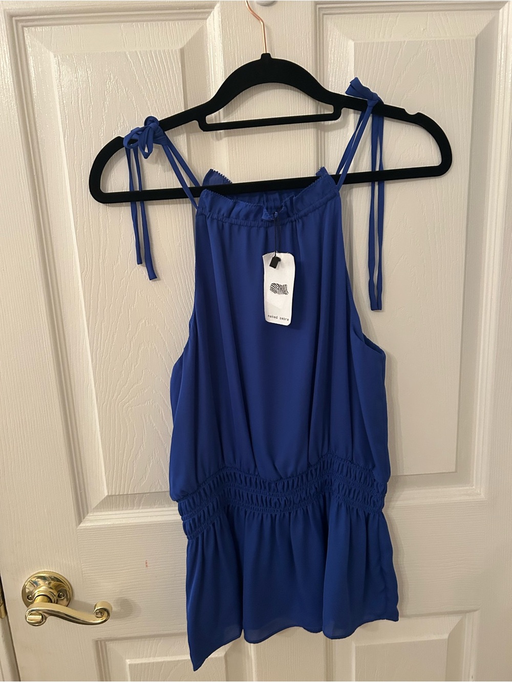 Blue Tie-Strap Women's Halter Top - Naked Zebra